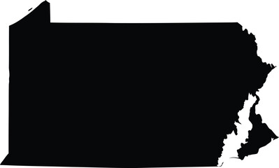 US State Map Silhouette Black Vector Illustration