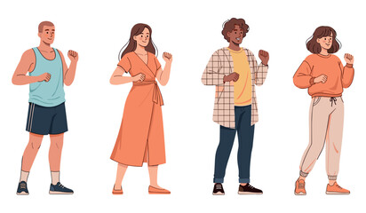 Fototapeta premium Diverse group of young adults dancing in casual clothing