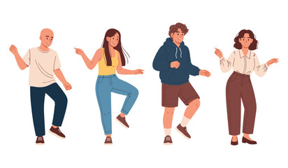 Fototapeta premium Diverse group of young adults dancing happily with casual attire