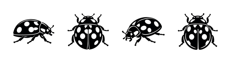 Ladybug vector icons set, insect symbols collection, flat bug decoration elements