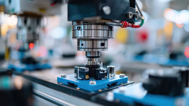 Close-up of precision machine tool in manufacturing