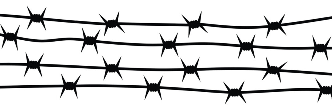 Barbed wire seamless background, vector fence illustration featuring twisted metal wire pattern, ideal for security, industrial, agricultural, restricted area, and warning-themed graphic design