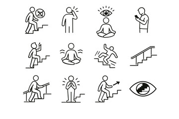 Distraction icon prevention logic stair icons phone use vector awareness mindful stairwell