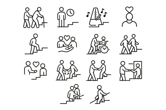 Movement stairwell vector icons care cue person stair logic icon courtesy timing