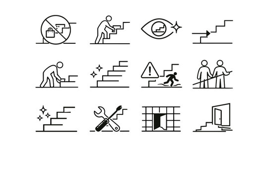 Vector icons stairwell access shared passage step icon calm spatial safety