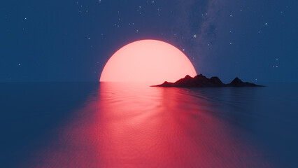 Pink sunset at the sea