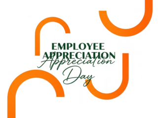 Employee appreciation day orange curved lines on transparent background