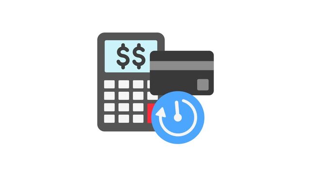 Pending Payment 2D Objects Animation Flat Cartoon 4K Video with EDC Machine, Credit Card, Transparent Alpha Channel. Editable Animated Icon On Transparent Background For Payment Service.