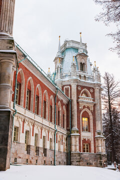  Vertical photography featuring Tsaritsyno Grand Palace exterior on a winter day