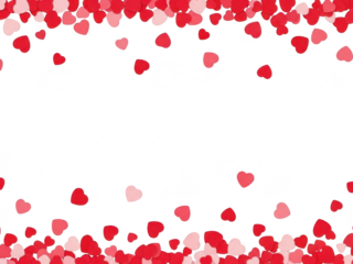 Red and pink hearts on transparent background for valentines day and love concepts