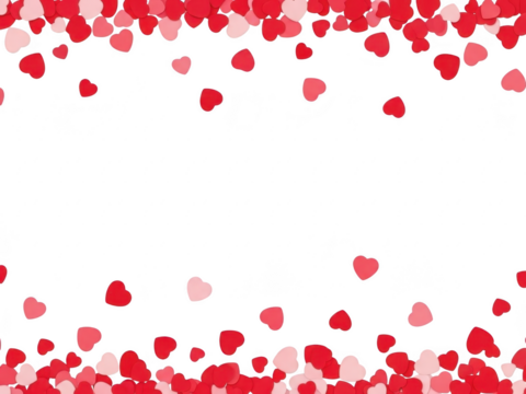 Red and pink hearts on transparent background for valentines day and love concepts - Powered by Adobe