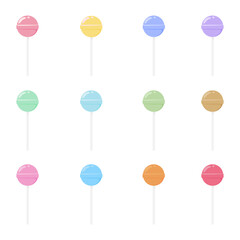 Colorful Swirl Hard Candy Vector Illustration Set