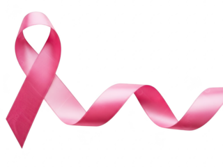 Pink ribbon isolated on transparent background for breast cancer awareness and support