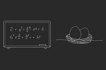 Mathematics Equations And Bird Eggs Sketch Linear Drawing