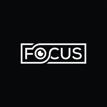 focus logo design, typography text focus graphic vector, word mark focus symbol icon concept
