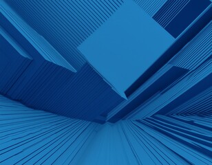 blue color geometric background 3d cubes rendering monochrome abstract wallpaper