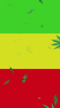 Rodo esik Cannabis Leaf Falling Animation on reggea Background