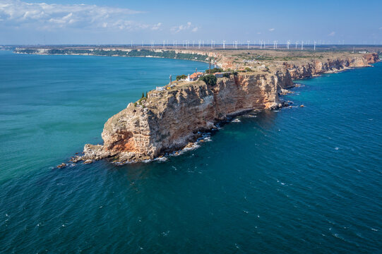 Aerial drone photo of Kaliakra Cape in Southern Dobruja region of the northern Bulgarian Black Sea Coast