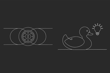 Gear Wheel And Rubber Duck Outline Vector Illustration