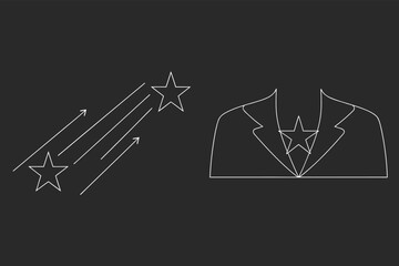 Achievement Stars And Blazer Outline Icon Set, Success Concept