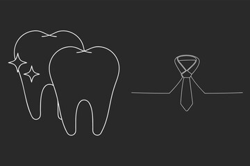 Dental Health And Business Tie Continuous Line Drawing