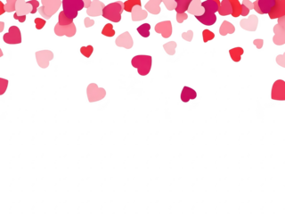 Scattered red and pink hearts on transparent background for valentines day celebration