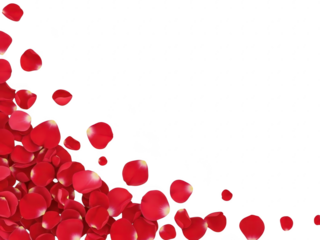 Red heart shaped confetti on a transparent background for valentines day or love theme