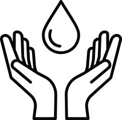 Water Drop in Hands Care Icon Vector Illustration