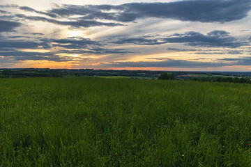 Obraz premium Rural landscape in Miedzyrzecze Gorne village in Silesia region of Poland