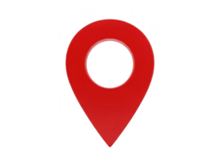 A red map pin icon isolated on transparent background for location or navigation purposes always