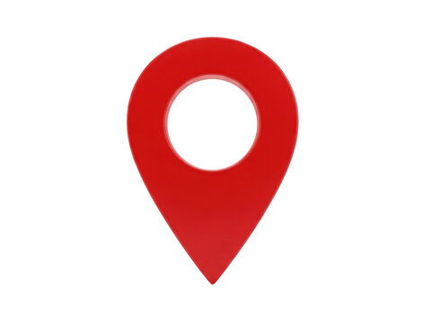 A red map pin icon isolated on transparent background for location or navigation purposes always