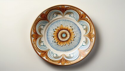Obraz premium empty graceful design ceramic plate top view on white background