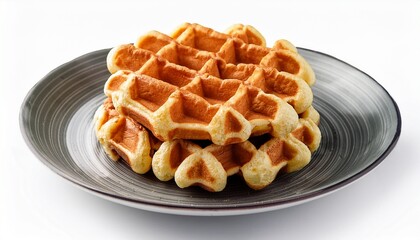 belgian waffles on a plate isolated on a white background