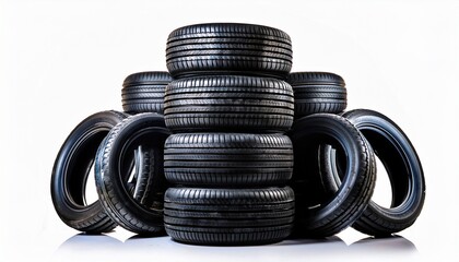 a stack of car tires isolated on white background