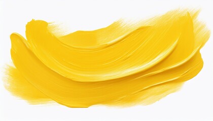 yellow paint stroke isolated on white background