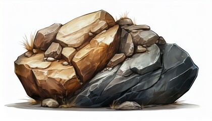 rock stone isolated on white background
