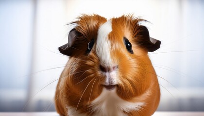 close up view of a curious guinea pig exploring a bright space
