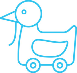 Toy Duck Line Icon Blue Vector Illustration