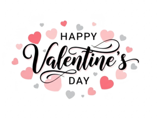 Happy valentines day text with hearts on transparent background for love