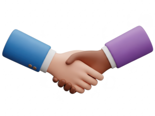 Two hands shaking in a business agreement or partnership isolated on transparent background
