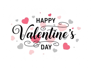 Happy valentines day text with hearts on transparent background