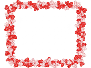 Red and pink bow frame border isolated on transparent background for decoration and design