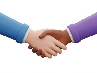 Two hands shaking in a gesture of agreement or partnership isolated on transparent background