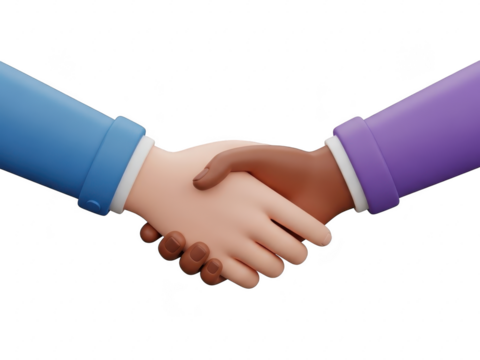 Two hands shaking in a gesture of agreement or partnership isolated on transparent background - Powered by Adobe