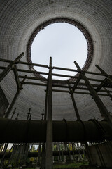 Cooling tower of reactor 5 of Chernobyl Nuclear Power Plant in Chernobyl Exclusion Zone, Ukraine