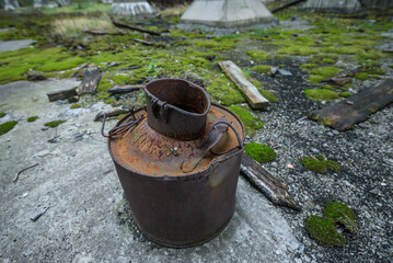 Milkcan in unfinished Cooling Tower of reactor number 5 in Chernobyl Nuclear Power Plan