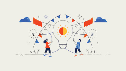 Creative teamwork sparking innovative ideas together