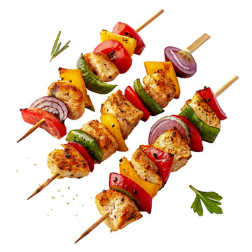 Grilled chicken and vegetable skewers