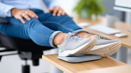 Fototapeta premium Ergonomic footrest for office desk comfort and support