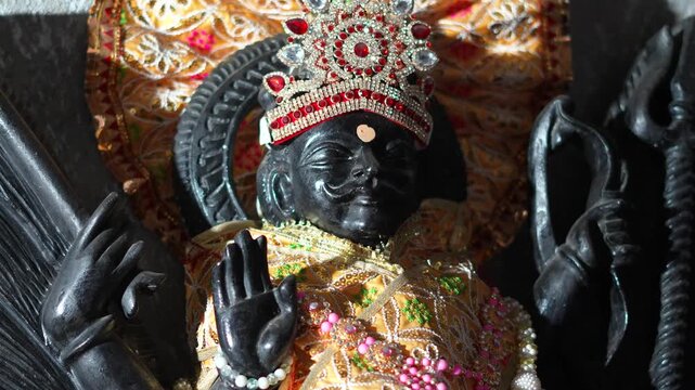 Shani Dev Statue with Selective Focus Symbolizing Karma, Discipline and Divine Justice